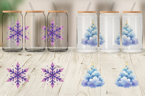 Glass Can Pastel Dreams Watercolor Christmas Sublimation artnoy 