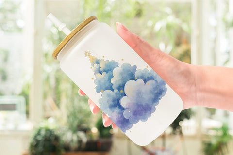 Glass Can Pastel Dreams Watercolor Christmas Sublimation artnoy 