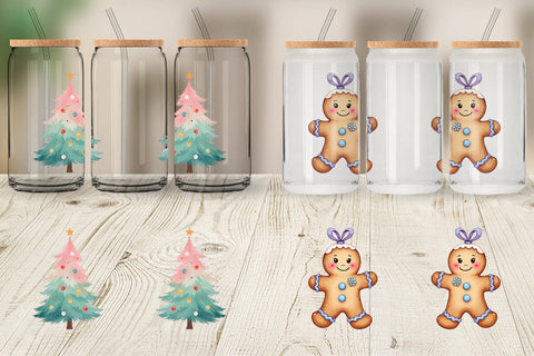 Glass Can Pastel Dreams Watercolor Christmas Sublimation artnoy 