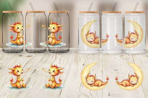 Glass Can Pastel Dreamy Dragons Sublimation artnoy 