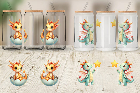 Glass Can Pastel Dreamy Dragons Sublimation artnoy 