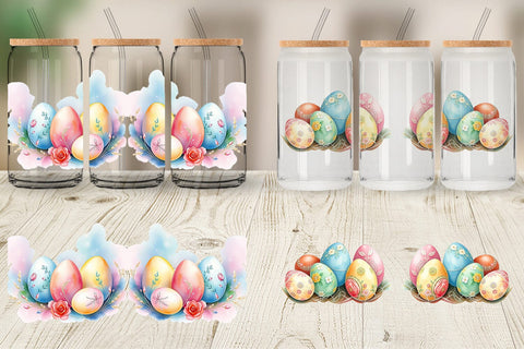 Glass Can Pastel Easter Eggs Sublimation artnoy 