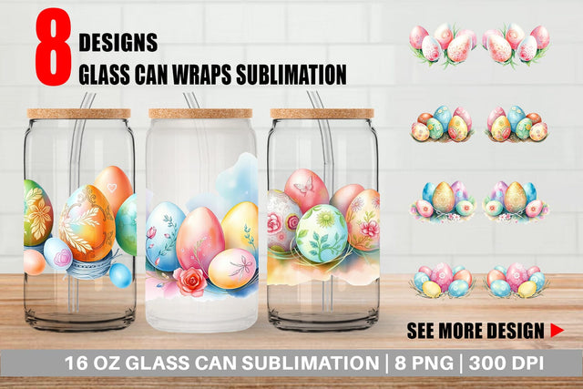 Glass Can Pastel Easter Eggs Sublimation artnoy 
