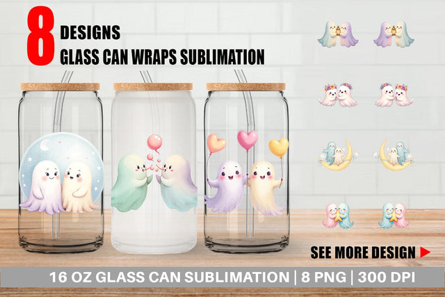 Glass Can Pastel Ghost Twins Sublimation artnoy 