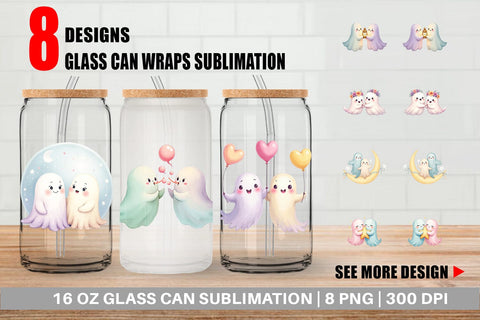 Glass Can Pastel Ghost Twins Sublimation artnoy 