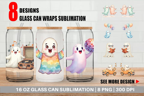 Glass Can Pastel Ghost Vibes Sublimation artnoy 