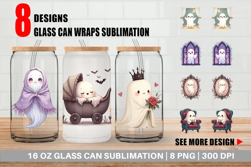 Glass Can Pastel Gothic Ghost Sublimation artnoy 