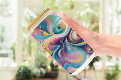 Glass Can Pastel Liquid Swirl Sublimation artnoy 
