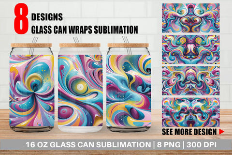 Glass Can Pastel Liquid Swirl Sublimation artnoy 