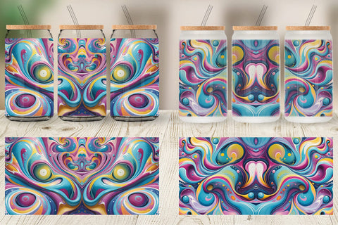 Glass Can Pastel Liquid Swirl Sublimation artnoy 