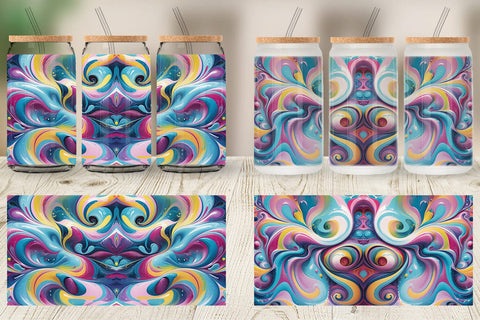 Glass Can Pastel Liquid Swirl Sublimation artnoy 