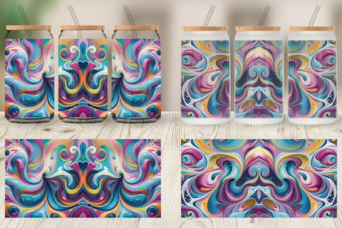 Glass Can Pastel Liquid Swirl Sublimation artnoy 