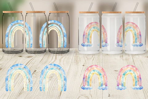 Glass Can Pastel Nursery Rainbow Sublimation artnoy 