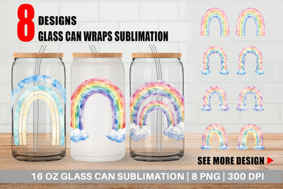Glass Can Pastel Nursery Rainbow Sublimation artnoy 