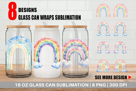 Glass Can Pastel Nursery Rainbow Sublimation artnoy 