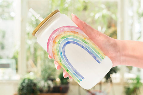 Glass Can Pastel Nursery Rainbow Sublimation artnoy 