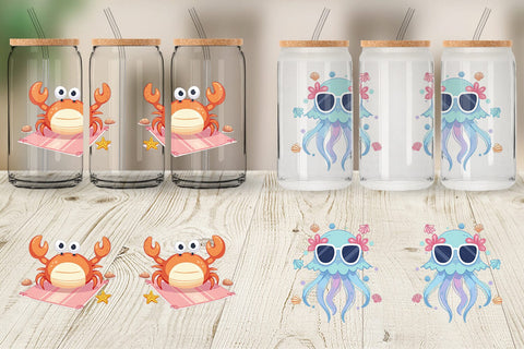 Glass Can Pastel Ocean Cuties Sublimation artnoy 