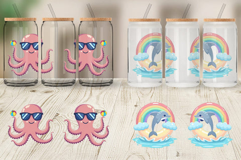 Glass Can Pastel Ocean Cuties Sublimation artnoy 