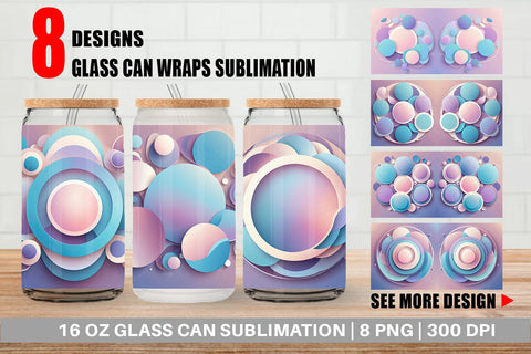 Glass Can Pastel Organic Shapes Sublimation artnoy 