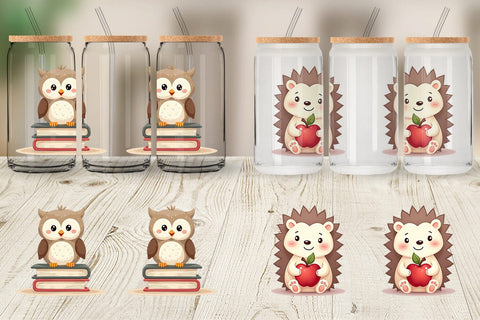 Glass Can Pastel School Critters Sublimation artnoy 