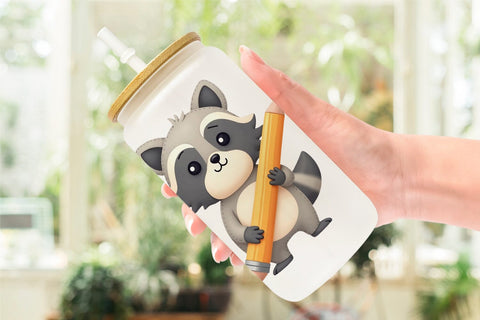 Glass Can Pastel School Critters Sublimation artnoy 