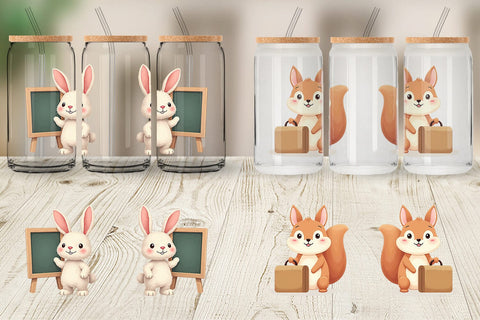 Glass Can Pastel School Critters Sublimation artnoy 