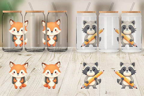 Glass Can Pastel School Critters Sublimation artnoy 