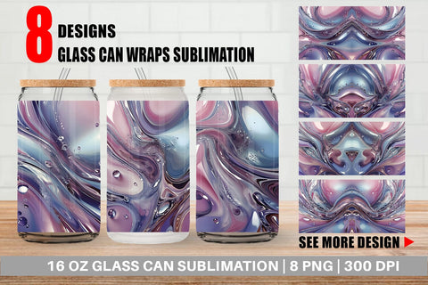 Glass Can Pastel Swirl Liquid Sublimation artnoy 
