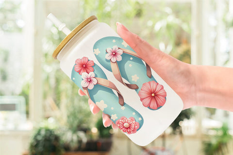 Glass Can Pastel Tropical Summer Sublimation artnoy 