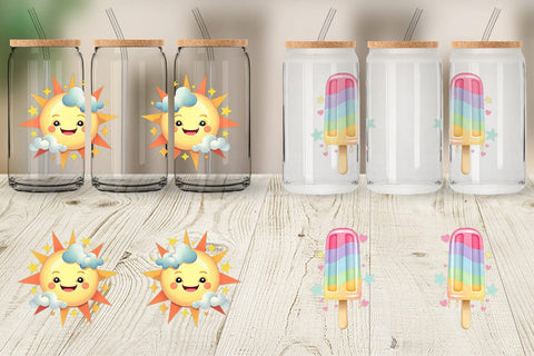 Glass Can Pastel Tropical Summer Sublimation artnoy 