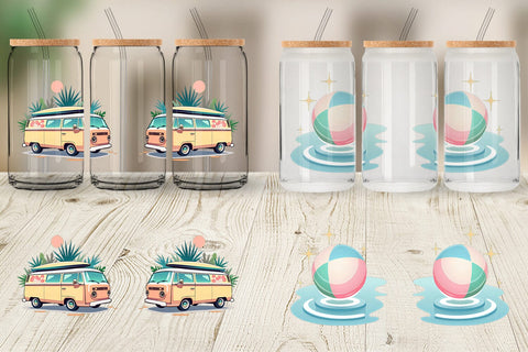 Glass Can Pastel Tropical Summer Sublimation artnoy 