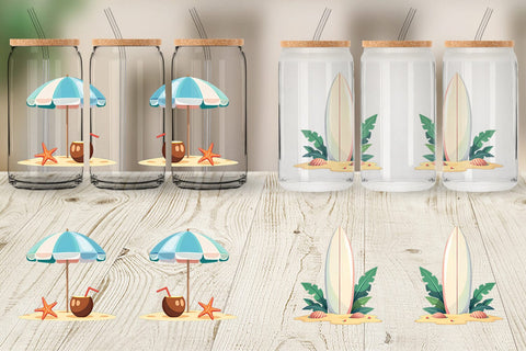 Glass Can Pastel Tropical Summer Sublimation artnoy 