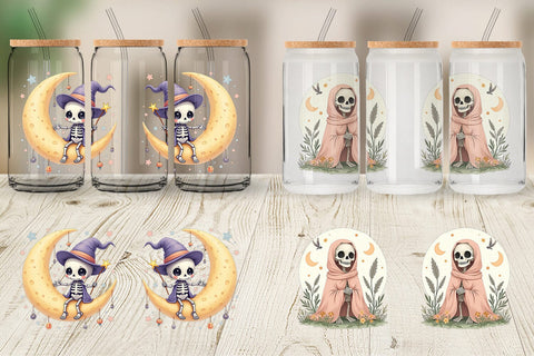 Glass Can Pastel Witch Skeleton Sublimation artnoy 