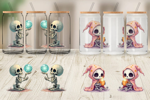 Glass Can Pastel Witch Skeleton Sublimation artnoy 