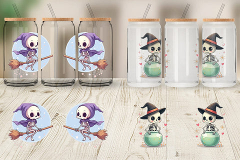 Glass Can Pastel Witch Skeleton Sublimation artnoy 