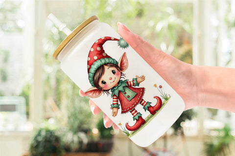 Glass Can Patchwork Christmas Cute Sublimation artnoy 
