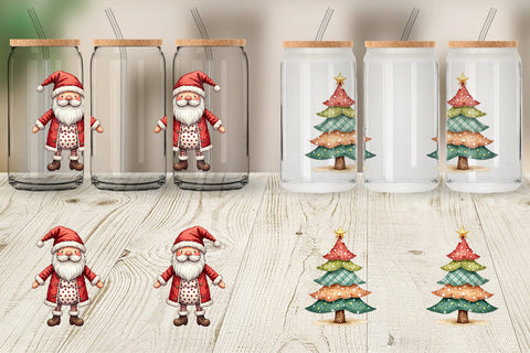 Glass Can Patchwork Christmas Cute Sublimation artnoy 