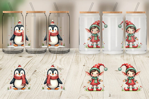 Glass Can Patchwork Christmas Cute Sublimation artnoy 