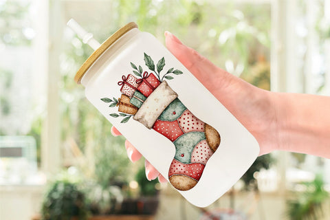 Glass Can Patchwork Christmas Wonder Sublimation artnoy 