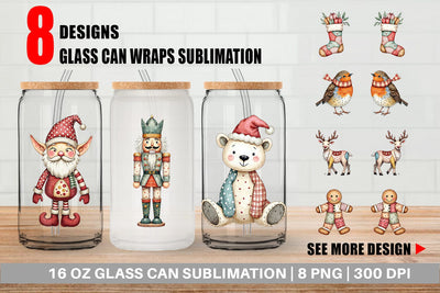 Glass Can Patchwork Christmas Wonder Sublimation artnoy 