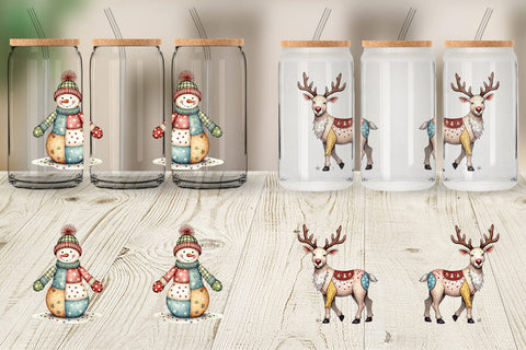 Glass Can Patchwork Christmas Wonder Sublimation artnoy 