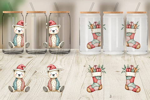 Glass Can Patchwork Christmas Wonder Sublimation artnoy 