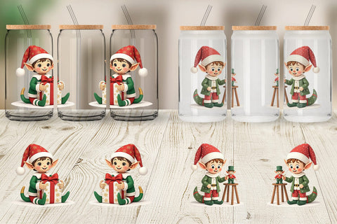 Glass Can Patchwork Elf Sublimation artnoy 