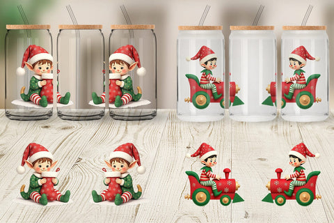 Glass Can Patchwork Elf Sublimation artnoy 