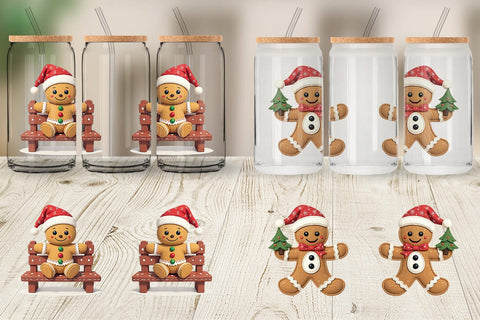 Glass Can Patchwork Gingerbread Sublimation artnoy 