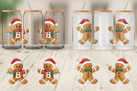 Glass Can Patchwork Gingerbread Sublimation artnoy 