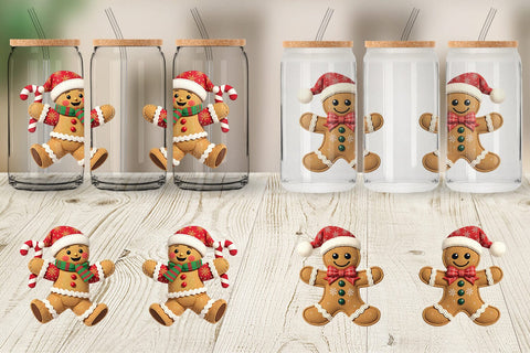 Glass Can Patchwork Gingerbread Sublimation artnoy 