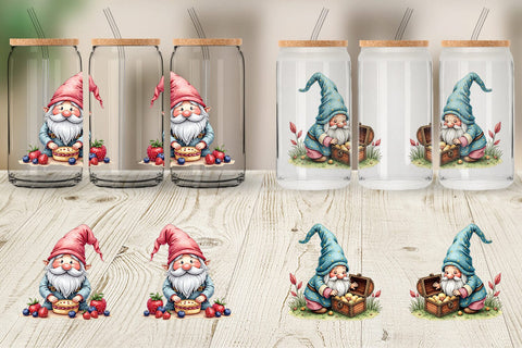 Glass Can Patchwork Gnome Collection Sublimation artnoy 