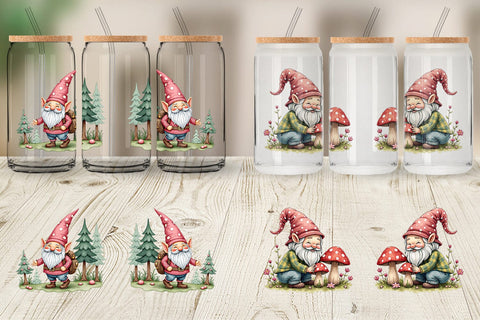 Glass Can Patchwork Gnome Collection Sublimation artnoy 