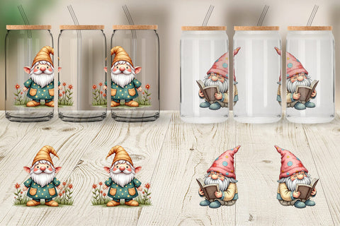 Glass Can Patchwork Gnomes Sublimation artnoy 